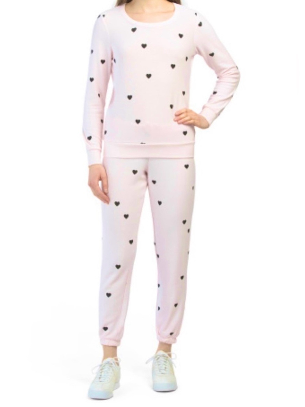 Chaser Tiny Hearts Pearl Cozy Lounge Set Top M Bottom L